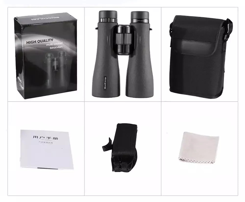 Binóculos HD 12x50 para adultos Binóculos de visão grande de alta potência com visão clara IPX7 Telescópio à prova d'água para viagens de caça