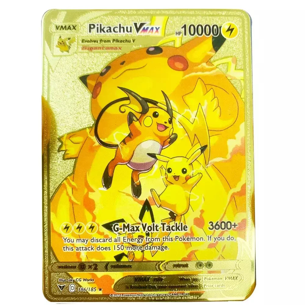 Pokemon English Metal Card Anime Pikachu Charizard Mewtwo Arceus Frog Flower Vmax GX Letters Game Collection Card Kids Toy Gifts