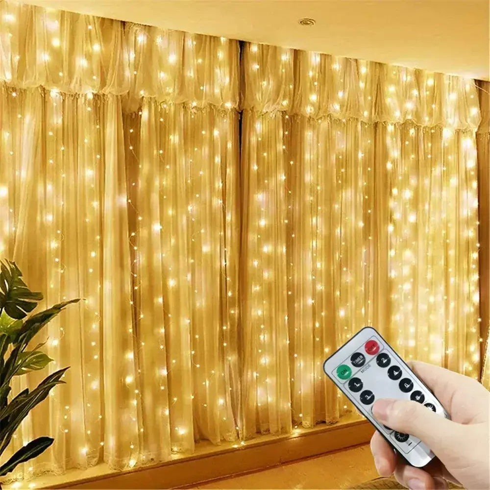 Natal usb cortina corda luzes de fadas 8 modo 6/3m led guirlanda remoto para festa jardim casa decoração casamento ano novo 2025