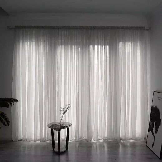 Cortinas transparentes de tule para sala de estar, cortina transparente para janela, haste de bolso, painel de quarto, decoração de tecido