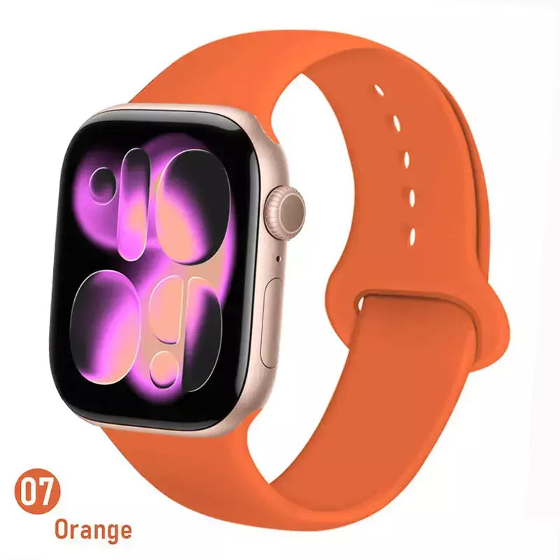 Pulseiras de silicone para apple watch pulseira 44mm 45mm 40 41mm 42-46mm pulseiras esportivas iwatch série 10 11 9 8 7 6 5 4 se ultra 3/2 49mm