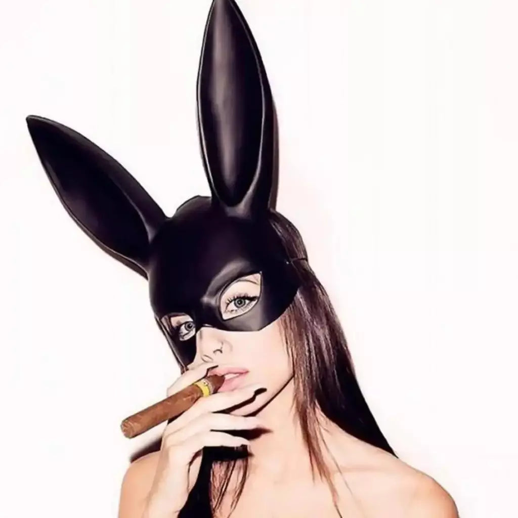 1 pçs preto branco coelho máscara festa de halloween decoração festa orelhas longas coelho máscara traje cosplay ?