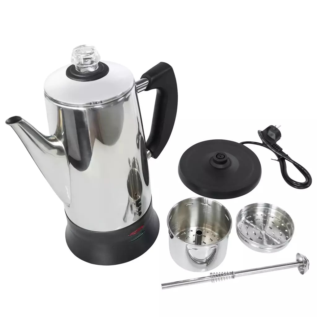 Cafeteira de café elétrica em aço inoxidável, cafeteira, café ferramentas, presente para amantes de café, 110V, 220V, 12 copos