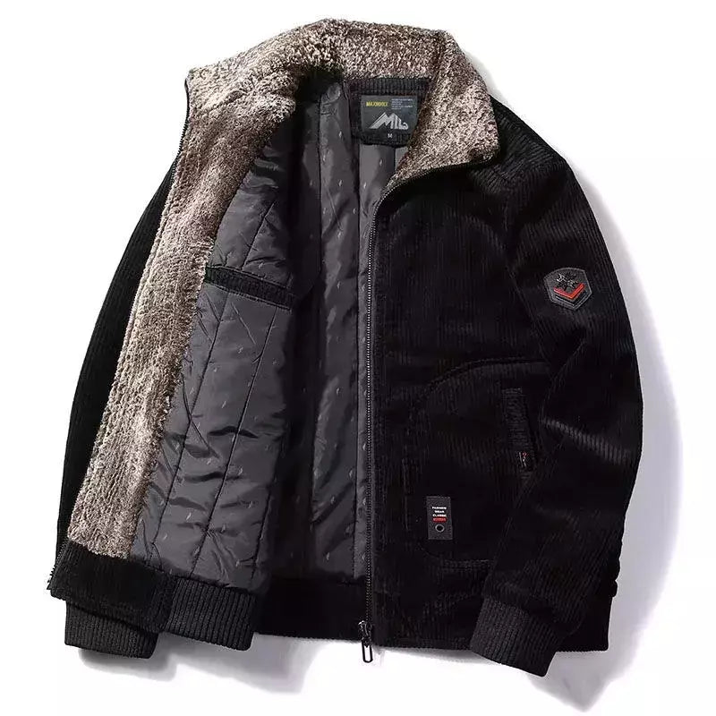 Masculino blusão térmico plus size masculino quente inverno veludo jaquetas e casacos gola de pele inverno jaqueta casual outwear