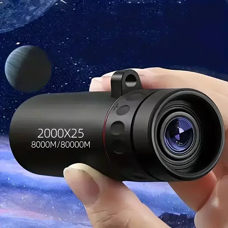 Telescópio monocular hd 2000x25, mini telescópio portátil para celular com suporte para acampamento ao ar livre, caça, observação de pássaros