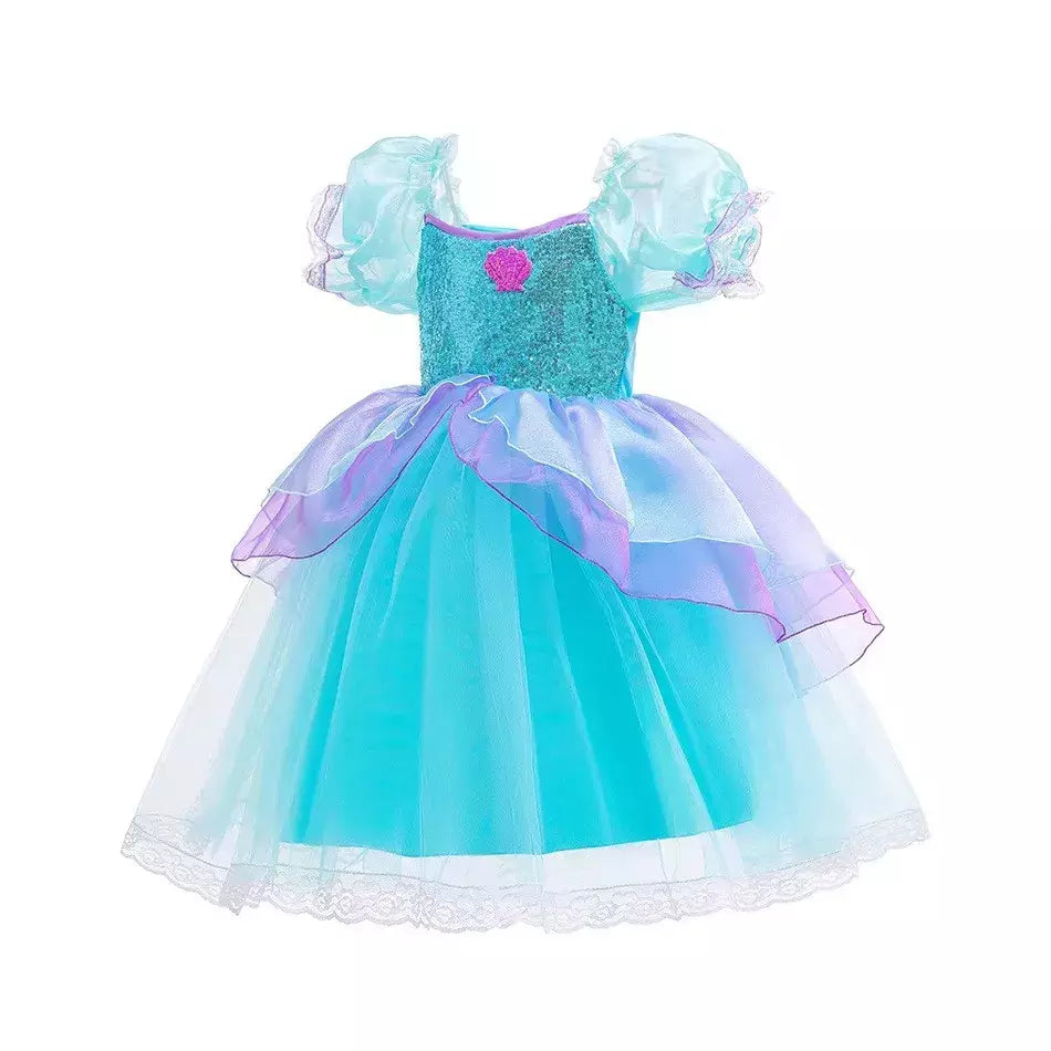 Menina sereia vestido para crianças festa de aniversário princesa cosplay traje ariel halloween fantasia roupas verão elegante vestido
