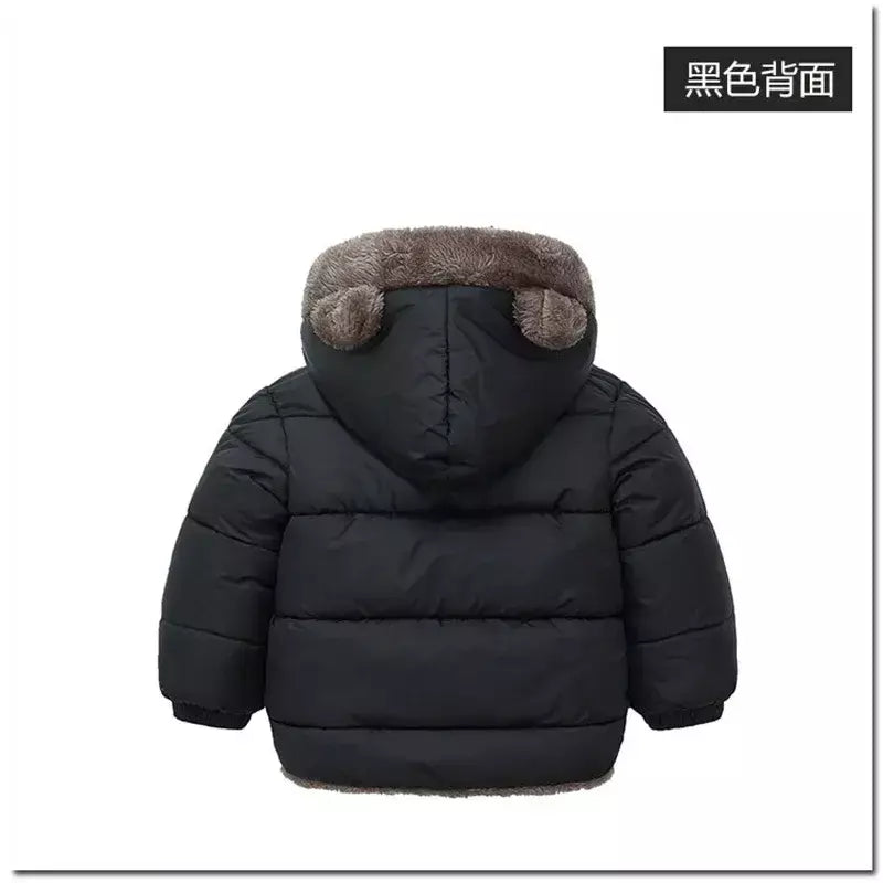 Bebê meninos meninas jaqueta com capuz algodão outerwear crianças grosso casaco de lã cashmere acolchoado jaquetas inverno meninos meninas casacos quentes