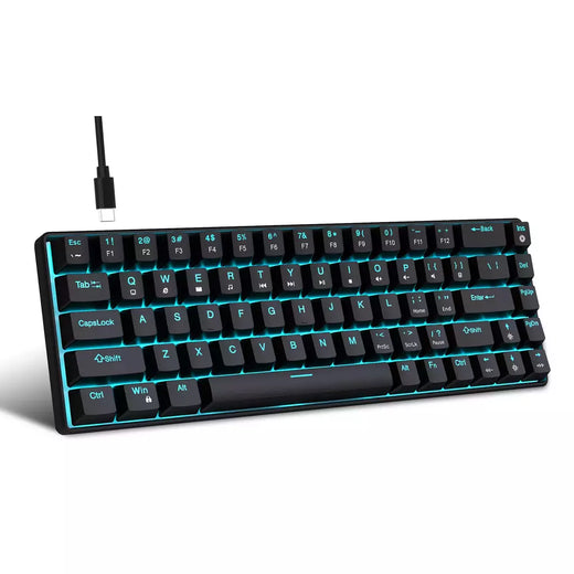 Teclado mecânico para jogos, LED retroiluminado, Interruptor azul, Ergonômico RGB, Quente, Troca, Jogos, PC, Laptop, Escritório, 68 Chaves