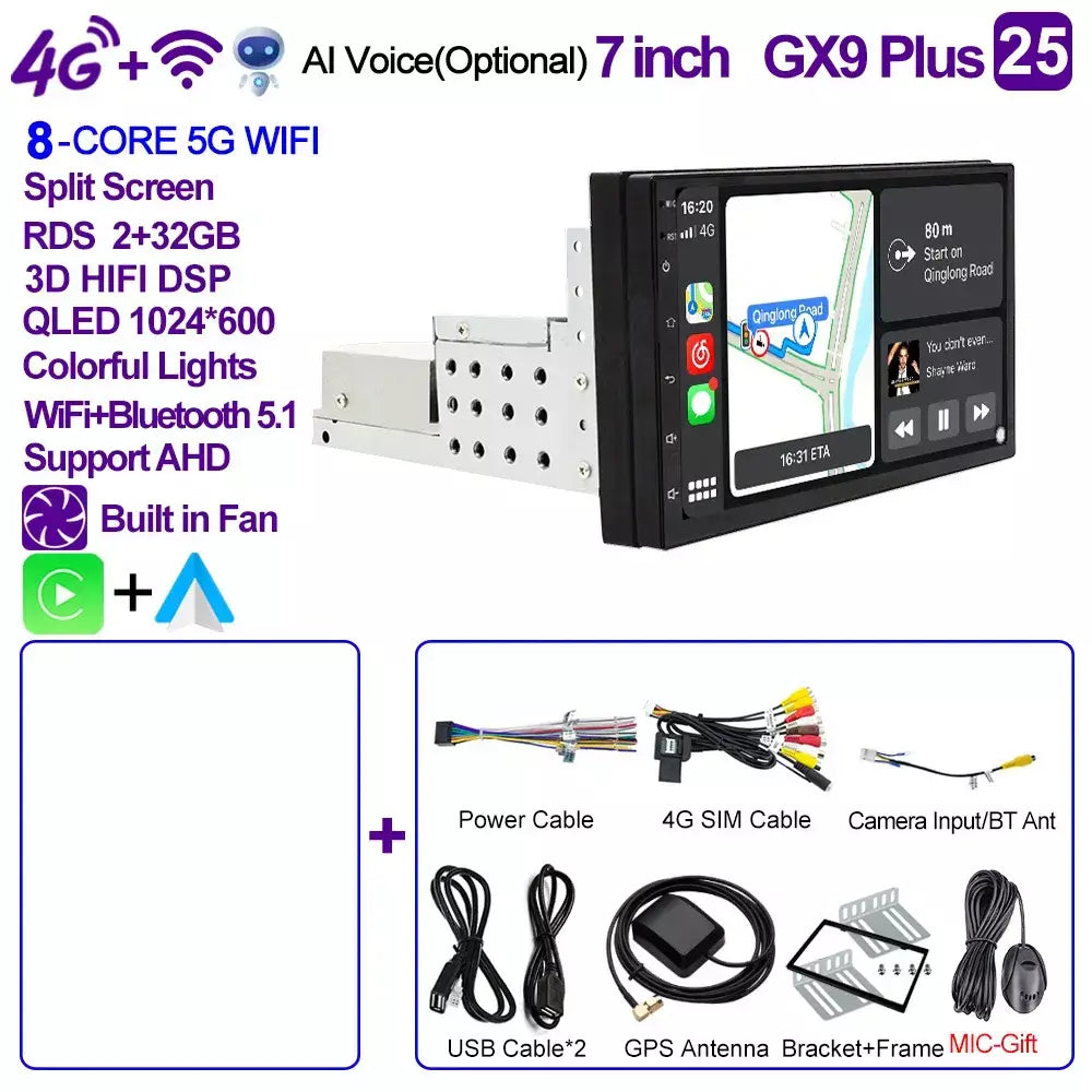 Caixi 7 ''9'' 10 ''8 núcleo android 1din multimídia carro carplay navegação universal gps 1 unidade central din rádio automático áudio estéreo dvd