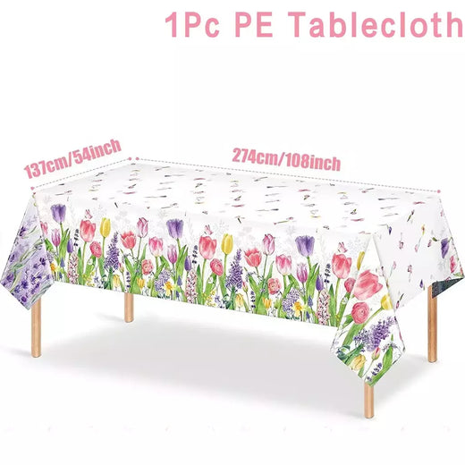 Spring Wild Grass Tablecloth, Table Cover for Home Decor, Verão, Primavera, Verde, Feriado, Casamento, Birthday Party, Kids, Baby Shower