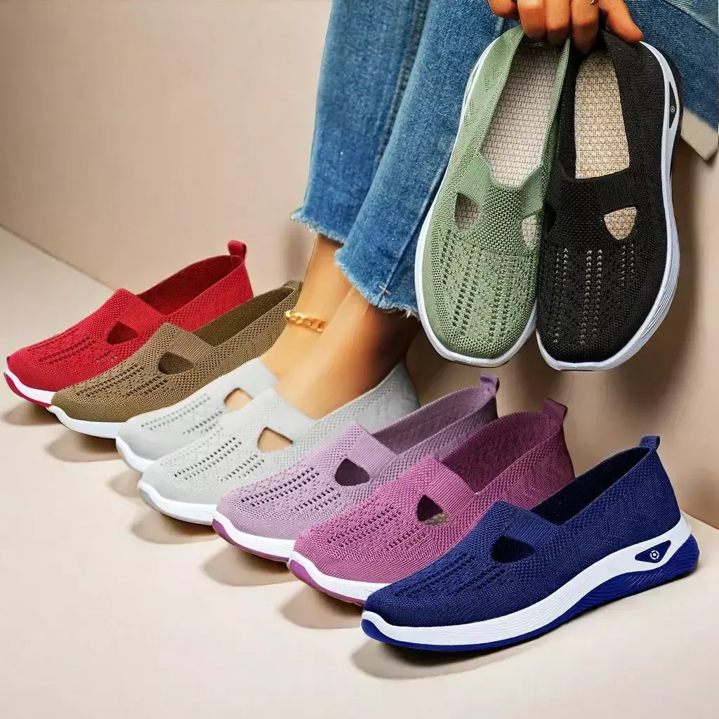 2025 tênis feminino respirável deslizamento em sapatos de caminhada malha baixa superior das mulheres sapatos vulcanizados sola macia sapatos femininos leves