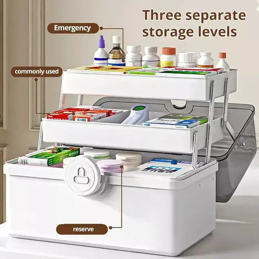 1pc branco caixa de medicina de grande capacidade para armazenamento de medicina em casa classificação multi camada caixa de medicina em casa