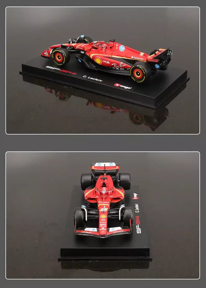 Bburago 1:43 2024 2023 F1 Scuderia Ferrari SF24 SF23 # 16 lecler # 55 sainz jr liga carro de luxo fundido modelo de carro série de brinquedos