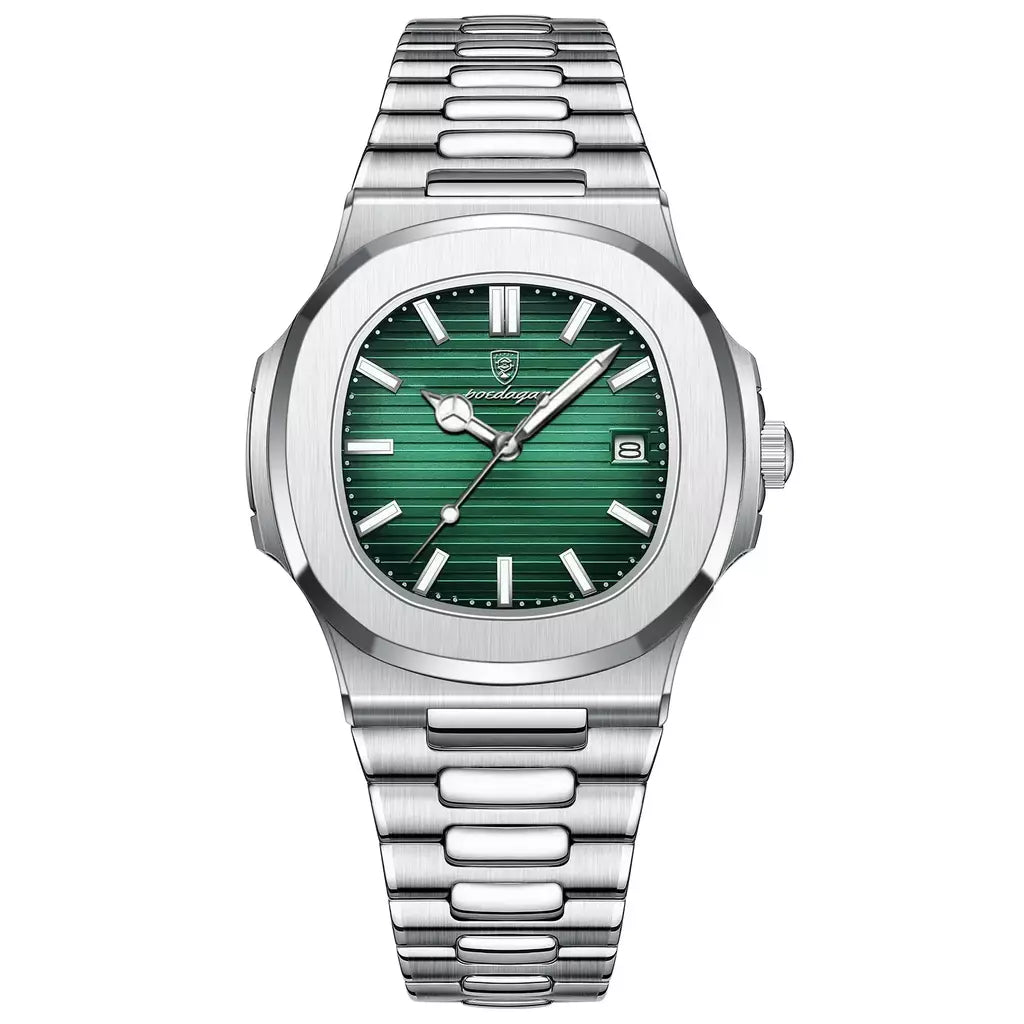 Poedagar quadrado na moda relógio de pulso masculino luminoso à prova dwaterproof água relógio de aço inoxidável para homem data quartzo negócios relógios masculinos reloj