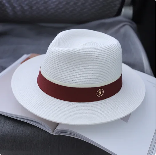 Chapéu de Palha Aba Larga para Mulheres e Homens, Boné de Sol de Praia, Proteção UV, Fedora Natural, Panamá, Macio, Designer, Presente de Aniversário, Verão, Novo