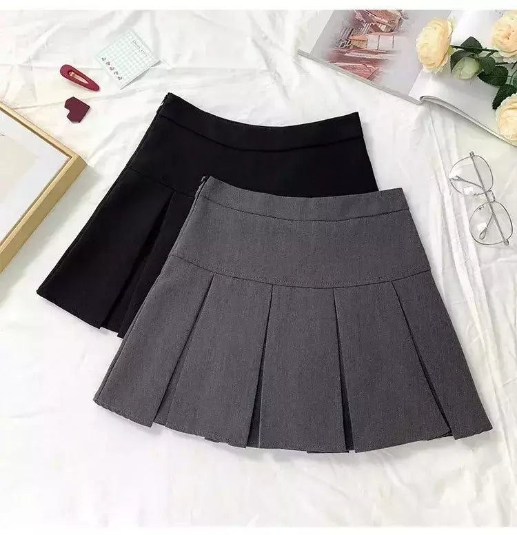 Mini vestido de cintura alta feminino, Cinza, Emagrecimento, Versátil, Anti-Exposição, Saia Linha A, Design, Sentido, Primavera, Outono, Novo, 2022