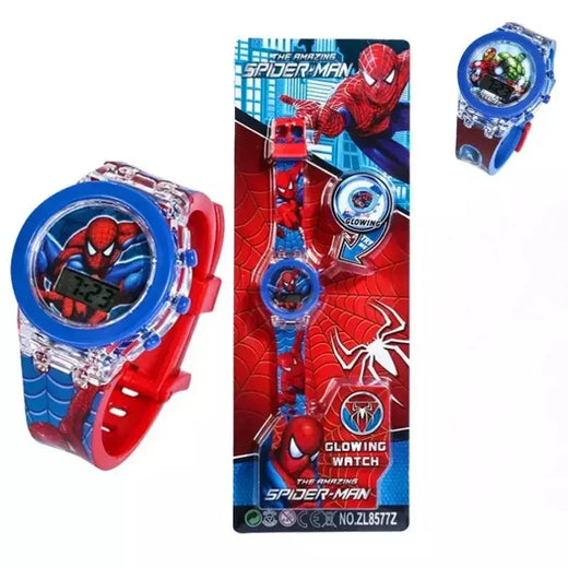 Anime flash luz spiderman crianças relógios para meninos dos desenhos animados tubarão mickey crianças relógio meninas estudante presentes 2026 novo miniso