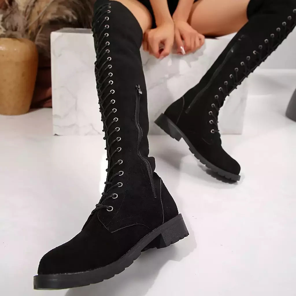Botas de cano alto casual feminino, famoso na internet, botas de equitação ocidentais, novo, elegante