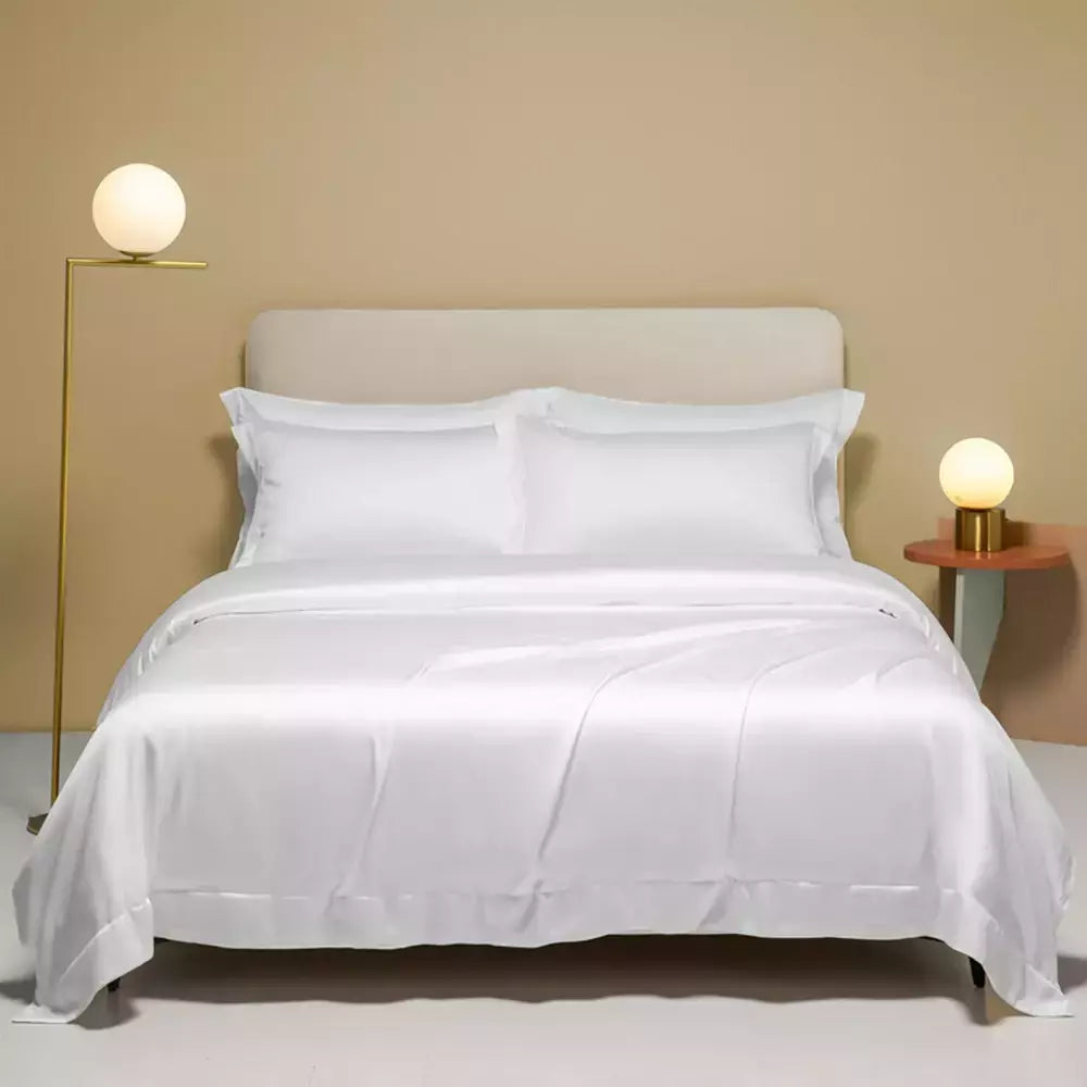 Liv-Esthete-Conjunto de cama cinza, capa de edredão, fronha, lençol, colcha, Double King Queen para dormir, 100% seda, Gift Set, verão