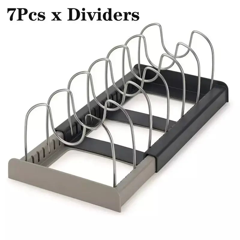 Novo rack de panela telescópico de 6 grades, organizador de panelas, suporte de armário que economiza espaço para panelas, panelas e tampas, mantenha sua cozinha pura e arrumada