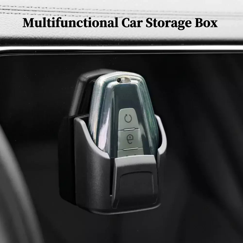 Caixa de armazenamento multifuncional para chave de carro, adesivo traseiro reutilizável, caixa de armazenamento para painel de carro, economia de espaço, organização de itens pequenos