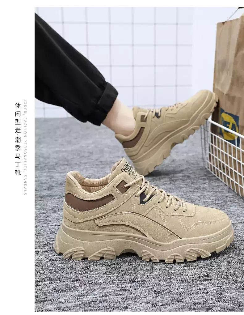Sapatos de sola grossa masculina, botas de deserto, táticas calorosas, strappy nu, moda ao ar livre, novo, inverno, 2023