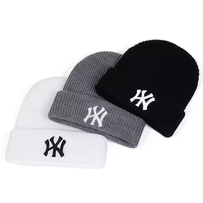 Gorros Bordados com Letra WY para Homens e Mulheres, Chapéu Quente, Quadril, Unisex, Outono, Inverno