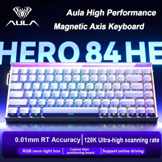 AULA HERO84 HE Interruptor magnético Teclado mecânico com fio RGB Música Ritmo 8K Teclado de taxa de retorno Acessórios de computador para jogadores