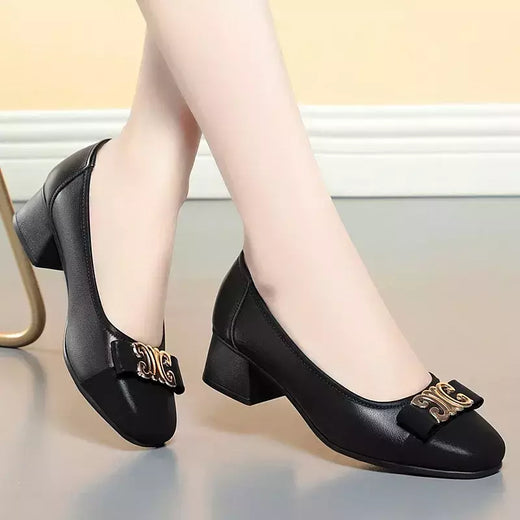 Sapatos simples de boca rasa macia, estilo francês, couro macio, com todos os f