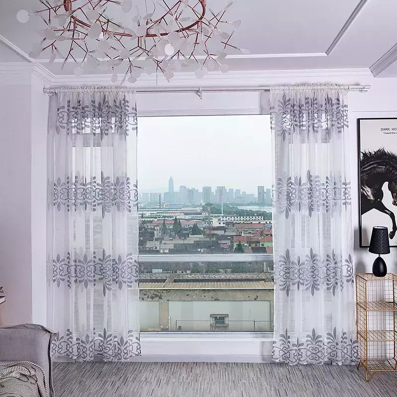 Tule Floral em Cortinas Puras, Tratamento Janela, Painel Persianas, Sala de estar, Quarto, Cozinha, Sombra, Roxo, Peônia