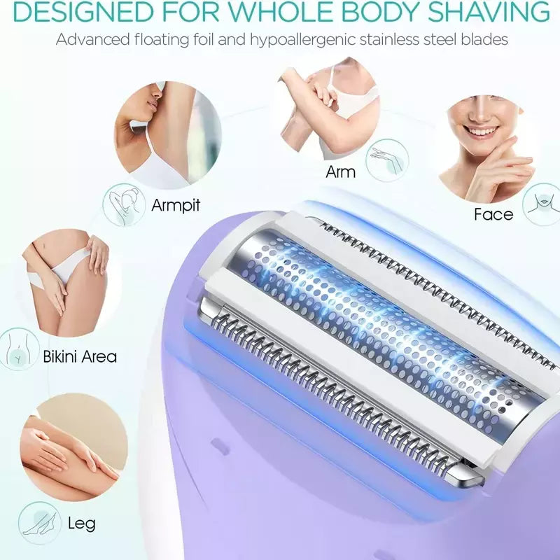 Kemei-Depiladora Elétrica Recarregável para Mulheres, 4in 1, Depilação Facial do Corpo, Aparador de Biquíni para Pernas, axilas