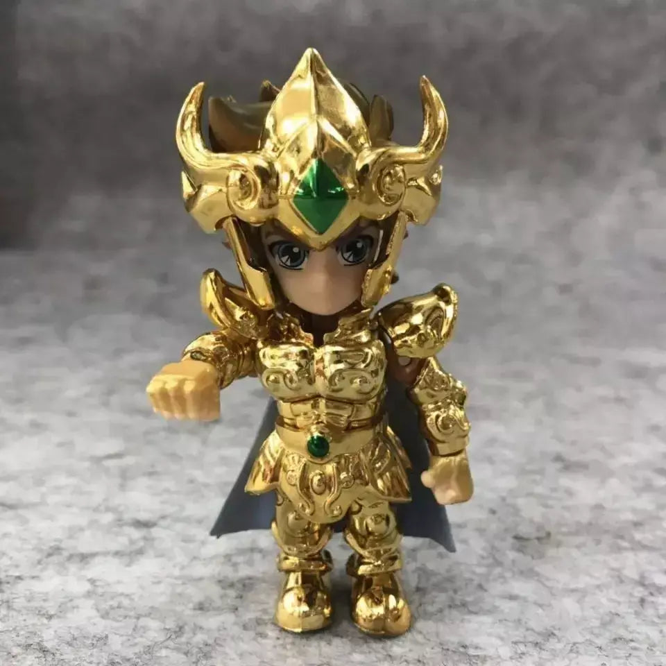 Em estoque versão q de saint seiya figura dos desenhos animados leo sagitário virgo articulações são modelo móvel ornamentos brinquedo presente de natal