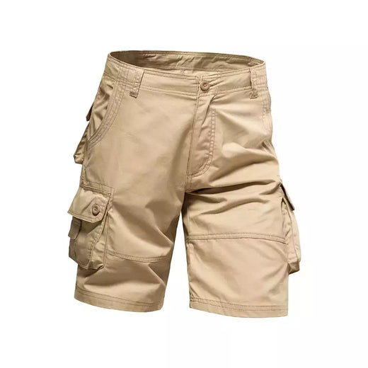 Calções de algodão de bolso múltiplo masculino, macacão de cor sólida de alta qualidade, casual ao ar livre, calças curtas esportivas, novo verão