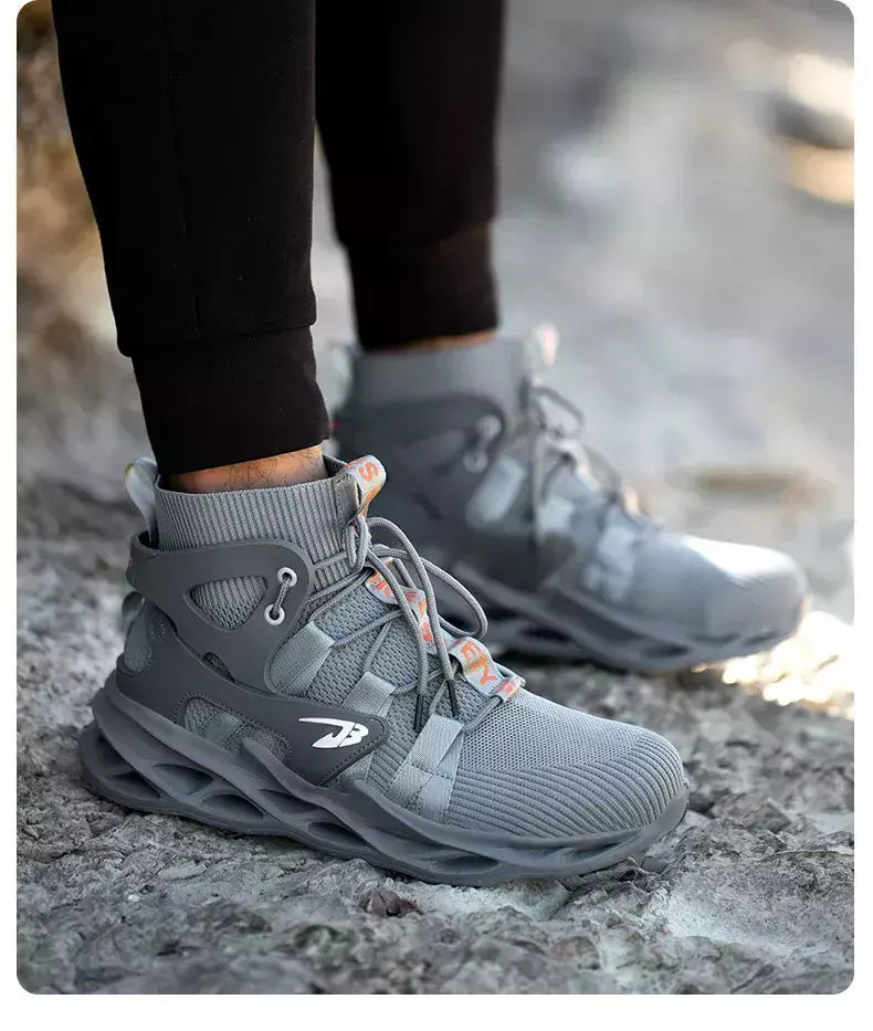 Tênis masculinos leves à prova de punção, sapatos de aço, botas indestrutíveis