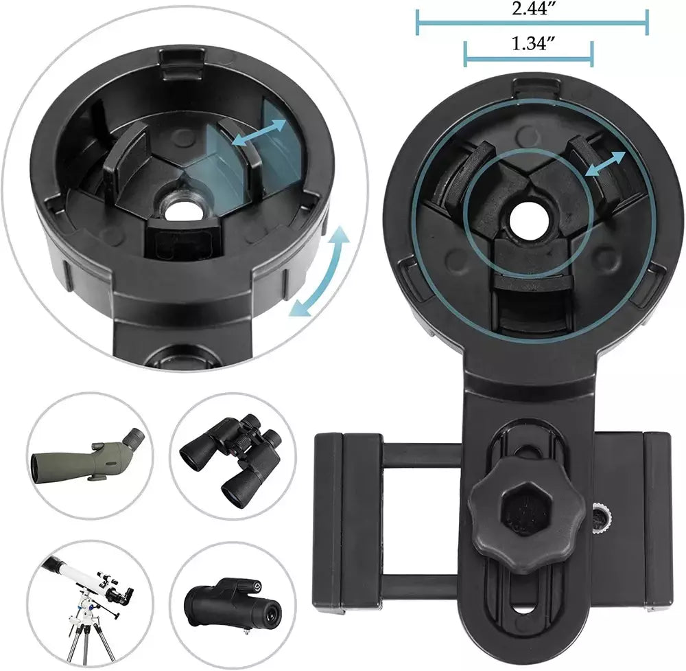 Spotting scope smartphone câmera adaptador telescópio câmera adaptador de telefone celular montagem para binocular monocular alinhado rápido