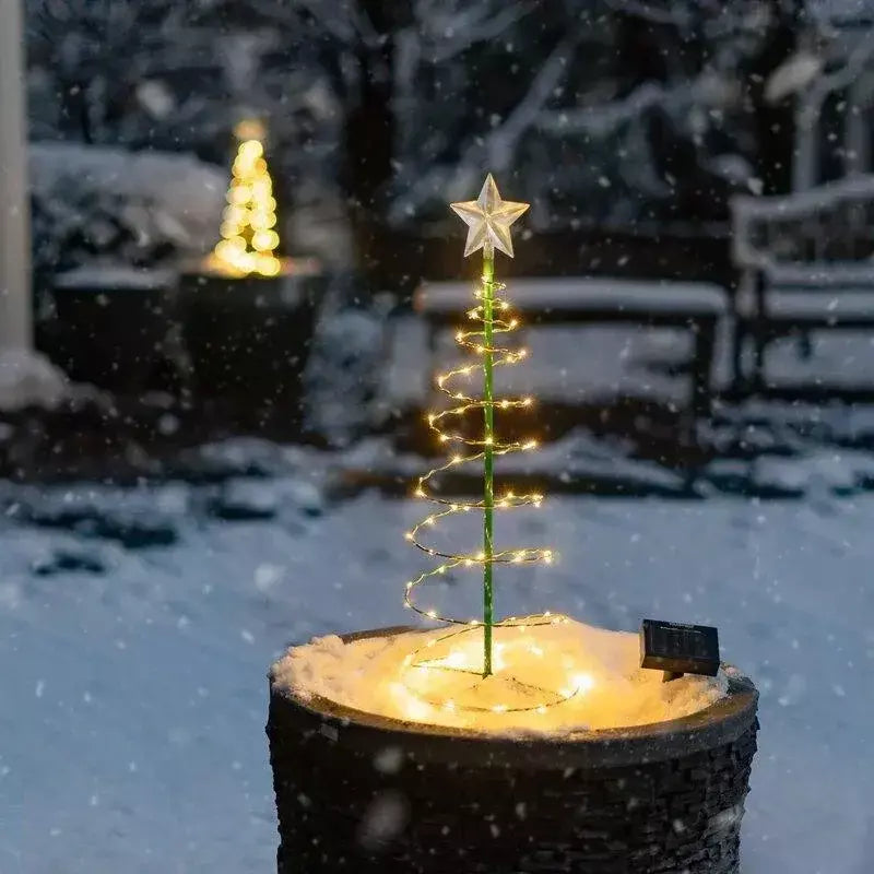 Natal luz solar led luminosa árvore de natal ornamento ao ar livre à prova dwaterproof água lâmpada decorativa corda festival decorações do jardim