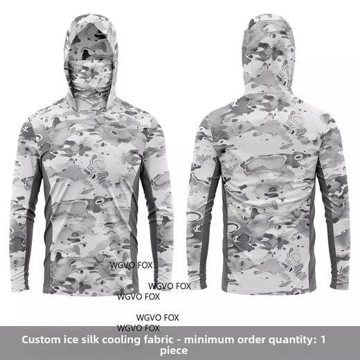 Camisa de sol de manga longa ao ar livre masculina fina camo respirável seda gelo nova camisa de pesca profissional com logotipo