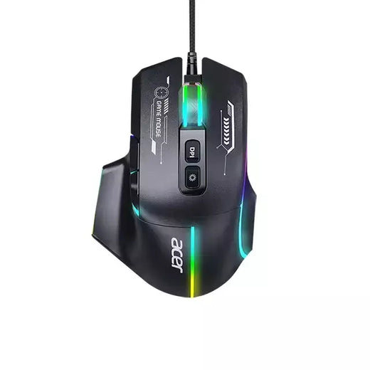 Acer-wired gaming mouse 7200dpi, ergonômico, macroprogramável, personalizado rgb efeito de lâmpada, para casa, escritório, desktop, computador