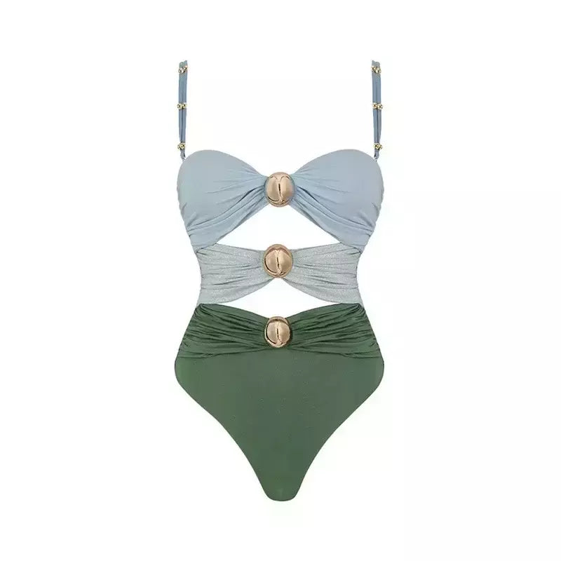 Hollowen-maiô de uma peça das mulheres com cobertura, swimwear sexy, fora do ombro trajes de banho, patchwork bathsuit, cinto bodysuit, Beachwear