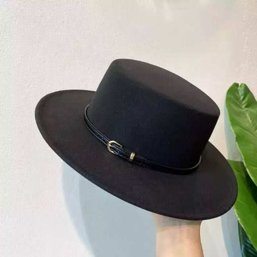 Chapéus de feltro chapéu de feltro de aba de lã decorado com fivela de cinto chapéus de feltro de lã retro boné de jazz inverno outono quente estilo britânico bonés de boater
