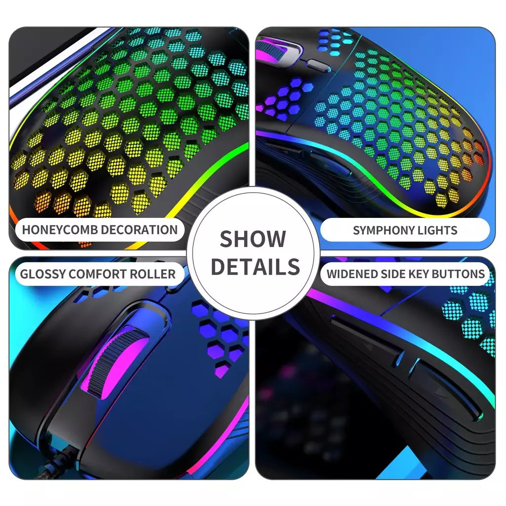 Rato de jogo com fio usb ratos mecânicos usb luz luminosa mouse óptico gamer ratos para computador portátil jogo