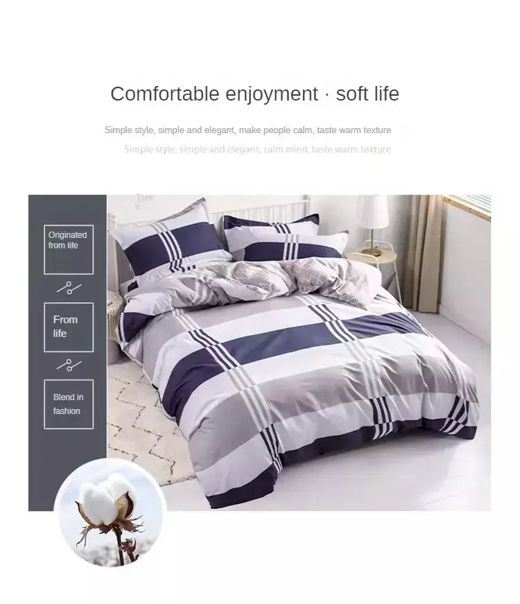 Listrado impressão algodão Duvet Cover Set, Soft Skin Friendly cama fronha, 1PC, 2PC, 3 PCs, 100% algodão