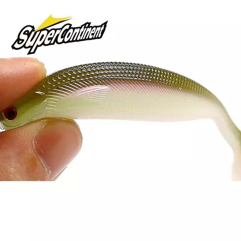 Novo supercontinente shadtteez t-tail 50mm 70mm 100mm pique zander predador pesca 3d olhos isca macia iscas de pesca
