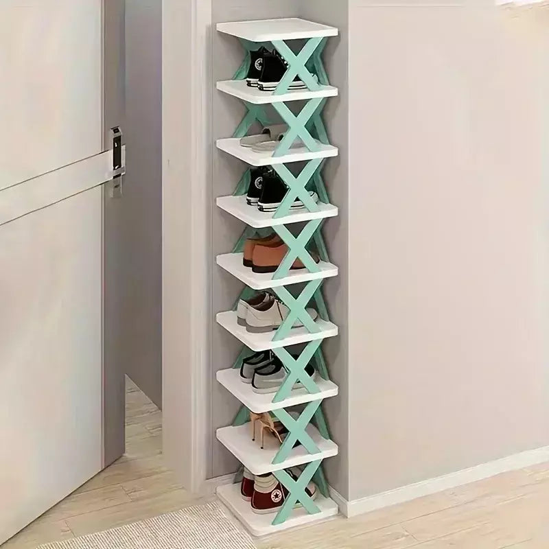 Sapateira dobrável e destacável de várias camadas, plástico, espaço familiar, adequado para quartos do corredor, 1pc