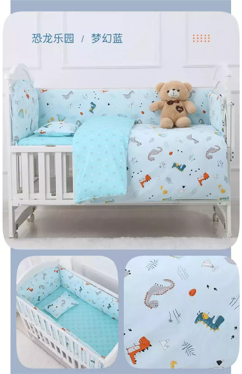 Universo Espaço Algodão cama do bebê Set, Crib Roupa de cama, Kids 'Bedroom Decor, Baby Girl and Boy's Crib, Bed Bumper, Bedsheet and Pillow, 6PCs