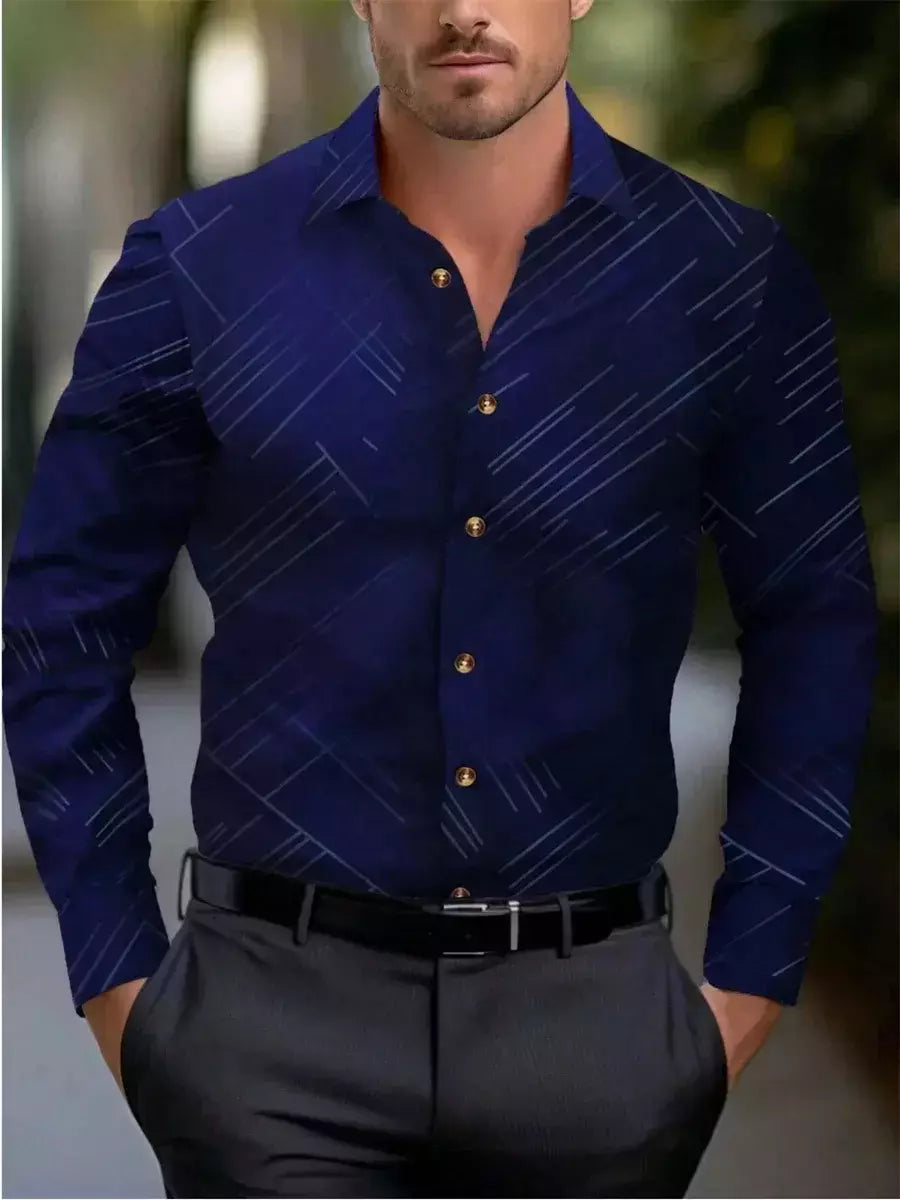 Camisa casual padrão meteoro de colarinho de botão masculino, macio e confortável blusa esportiva, tamanho XS-6XL, moda, novo