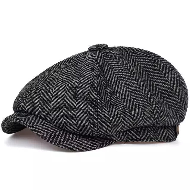Selvagem casual masculino chapéu de jornaleiro, boné octogonal, britânicos pintores chapéus, boinas, espinha de arenque bonés lisos, boinas hip hop, outono, inverno