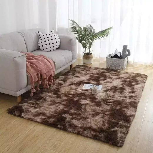 Tapetes macios para o quarto, Tie-Dyed Fuzzy Shag, Tapete de cabeceira de pelúcia, Tapete de sala de estar