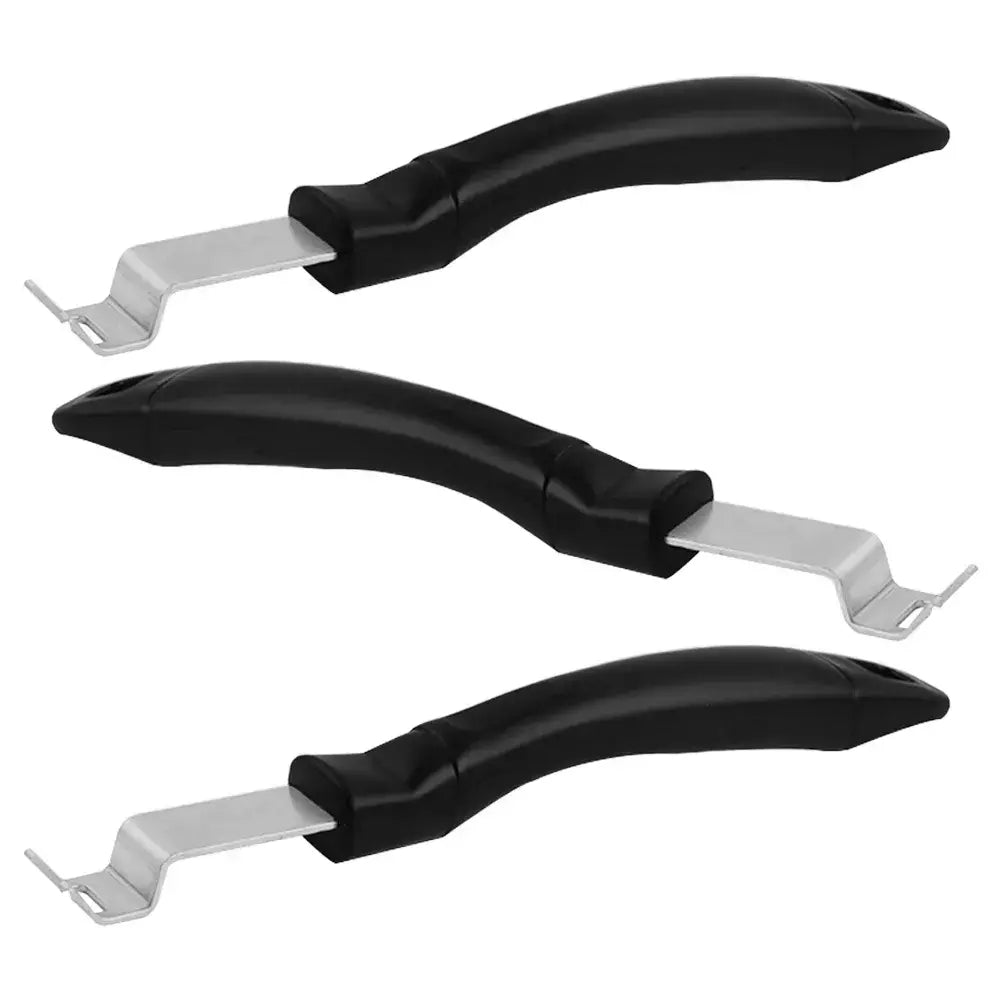 3 pçs de aço inoxidável alça preta conjunto ferramentas churrasco grill grelha levantador placa metal ajustador resistente ao calor pinça ferramentas churrasco