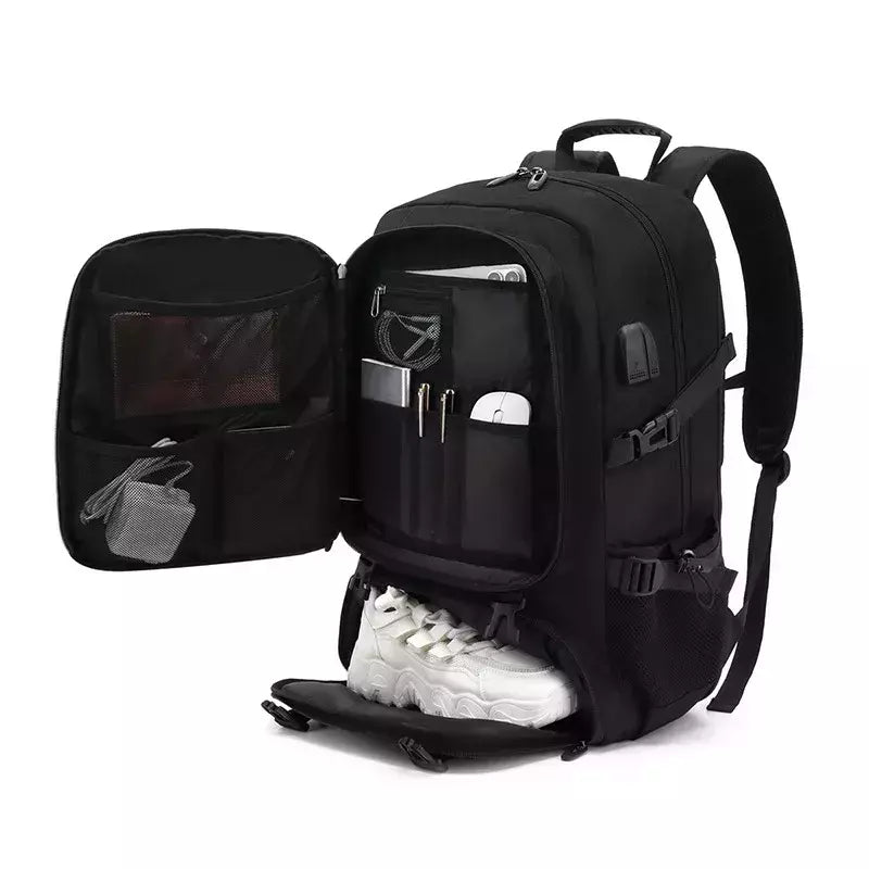 Mochila de Viagem Grande Impermeável Para Homens, Compartimento Separado De Sapatos, Bolsa De Negócios, Esportes Ao Ar Livre, Mochilas De Armazenamento Pretas, 50L, 80L